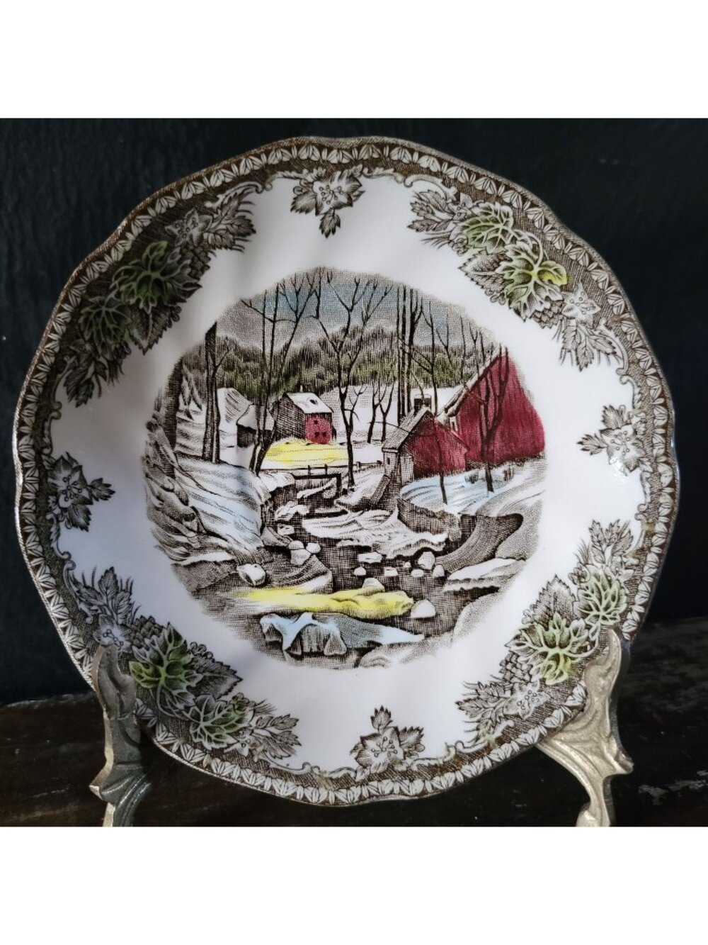 Vintage Johnson Brothers The Friendly Village Saucer "The Ice House" Scene